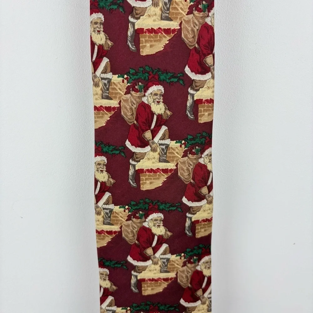 Vintage Jacob Roberts Nordstrom Men’s 100% Silk Tie Christmas Santa Red Holiday